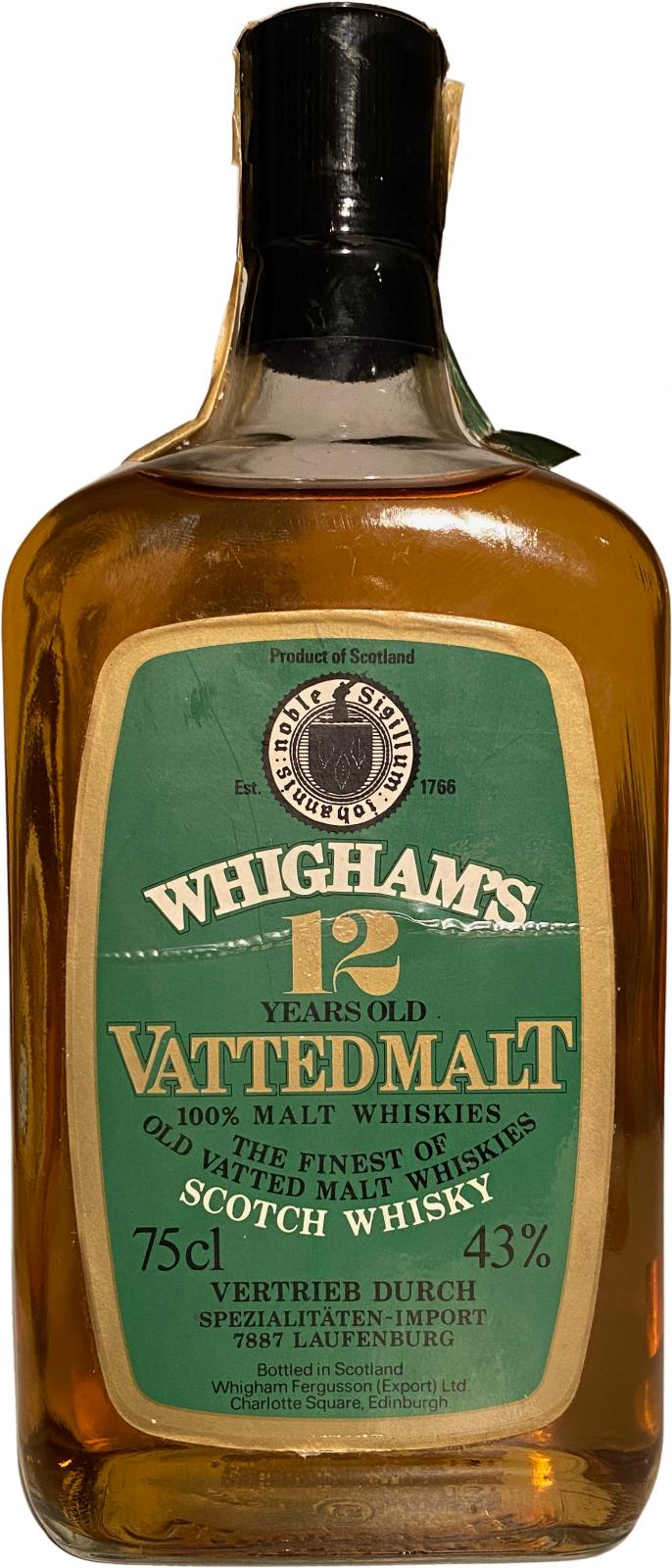 Whigham's 12yo Vatted Malt Sherry Casks 43% 750ml