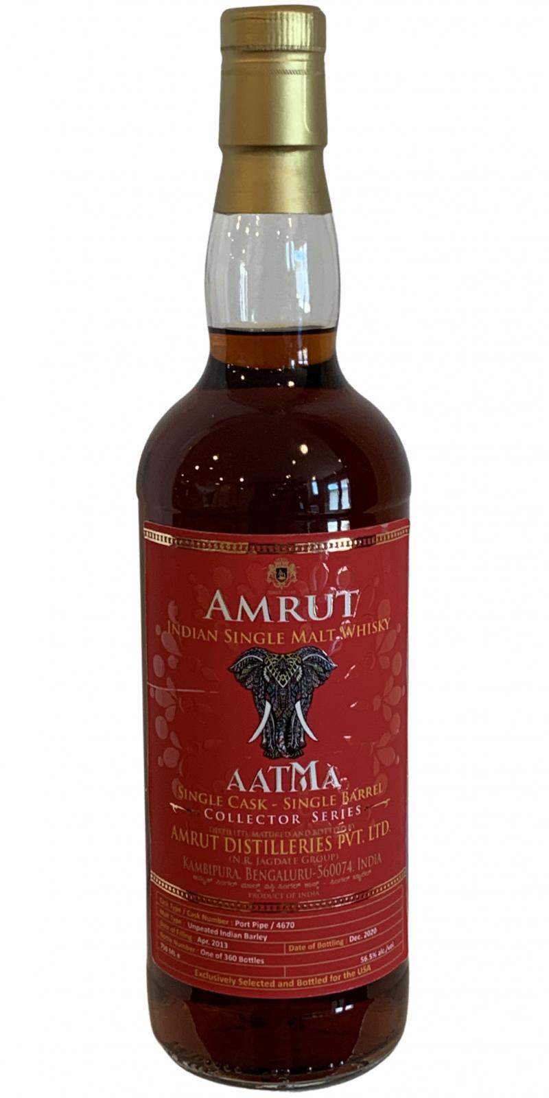 Amrut 2013 Aatma 5 Collector Series Port Pipe #4670 56.5% 750ml