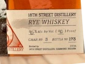 18th Street Distillery Rye Whiskey