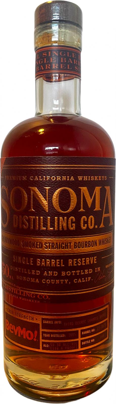 Sonoma County Cherrywood smoked Straight Bourbon Whisky Single Barrel Reserve American Oak 3rd degree charred barrel 15-0675 BevMo! Beverages and More 59.3% 750ml