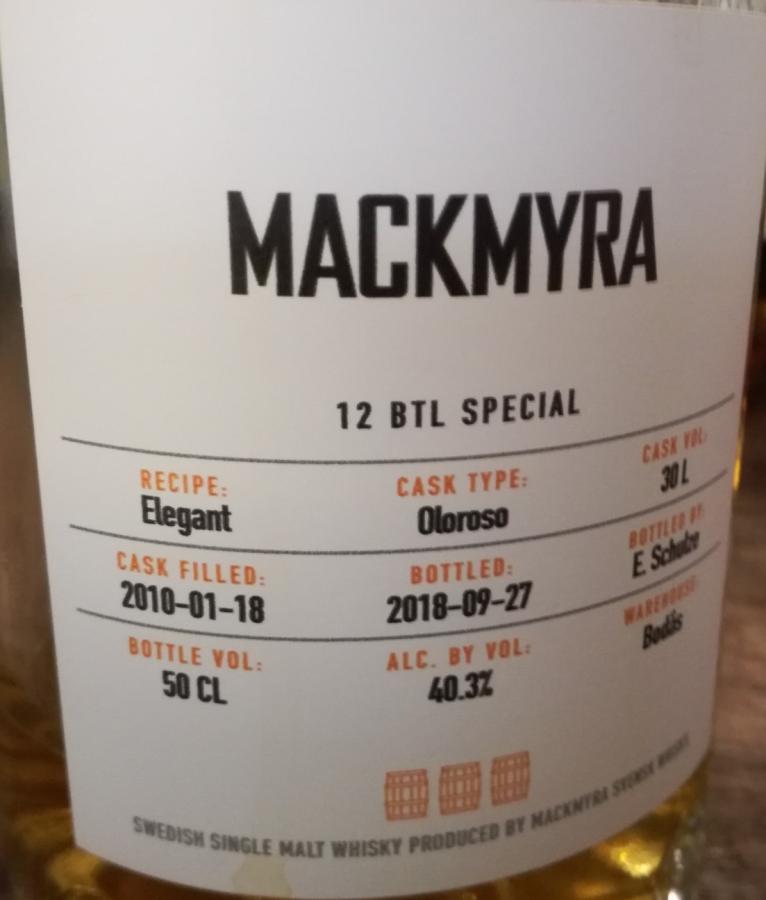 Mackmyra 2010 12 BTL Special Oloroso 40.3% 500ml