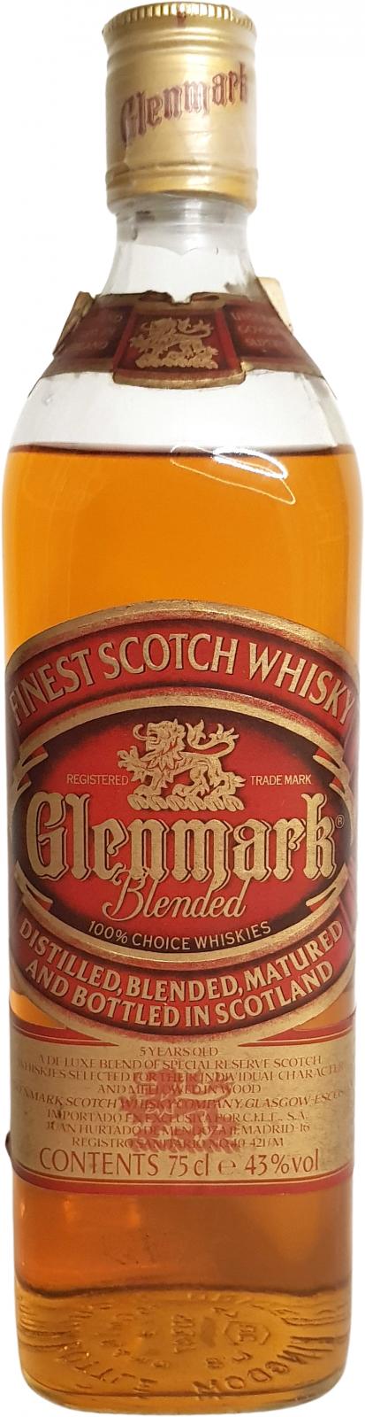Glenmark 5yo Finest Scotch Whisky Importado EN Exclusiva Cilf SA Juan Hurtado De Mendoza Madrid Spain 43% 750ml
