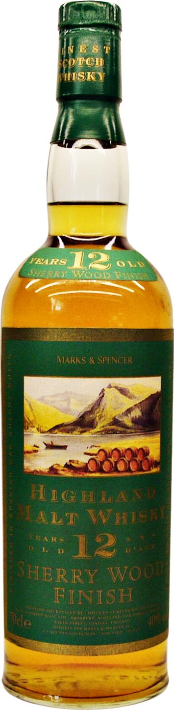 Highland Malt Whisky 12yo NA&C Marks & Spencer matured 1yo in Sherry Butts from sherry Marks & Spencer London 40% 700ml