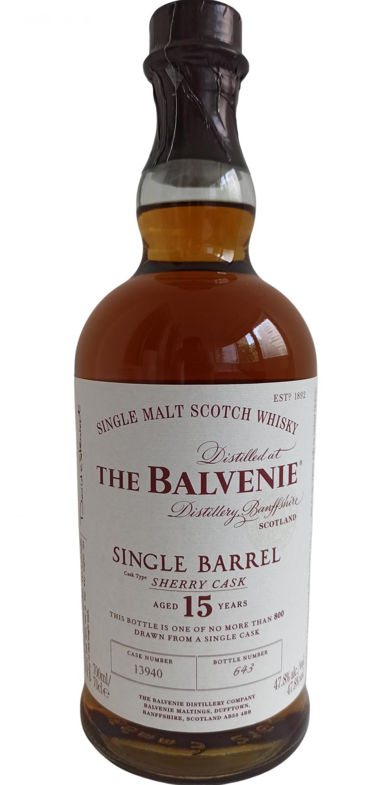 Balvenie 15yo Single Barrel Sherry Cask #13940 47.8% 700ml