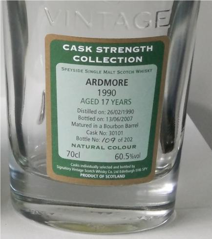 Ardmore 1990 SV Cask Strength Collection Bourbon barrel 30101 60.5% 700ml