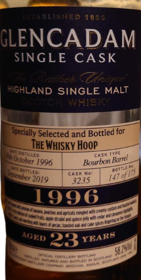 Glencadam 1996 Bourbon Barrel #3235 The Whisky Hoop 58.2% 700ml