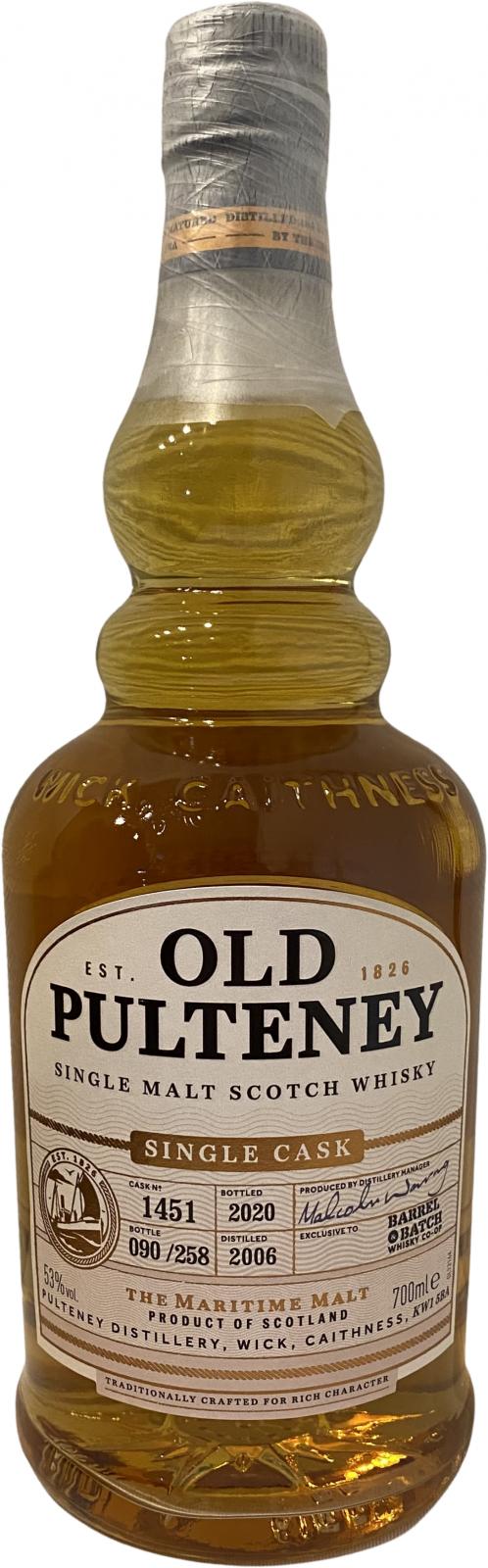 Old Pulteney 2006 1st Fill Bourbon #1451 Barrel & Batch 53% 700ml