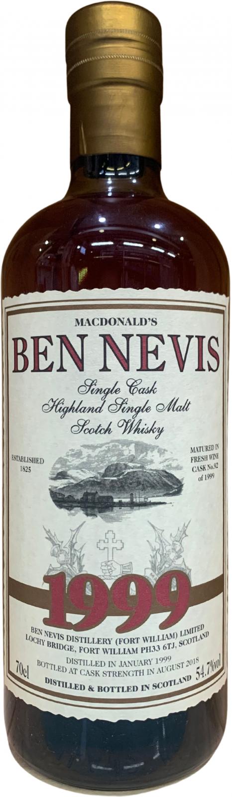 Ben Nevis 1999 Fresh Wine Cask 92 54.7% 700ml