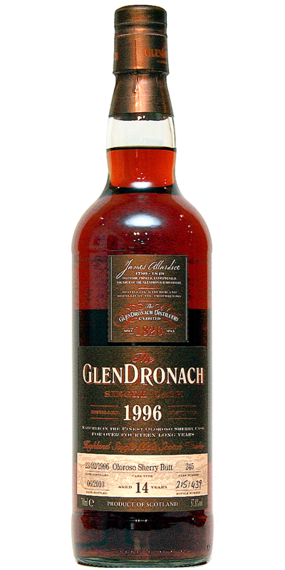 Glendronach 1996 Single Cask Oloroso Sherry Butt #245 Taiwan Exclusive 57.8% 700ml