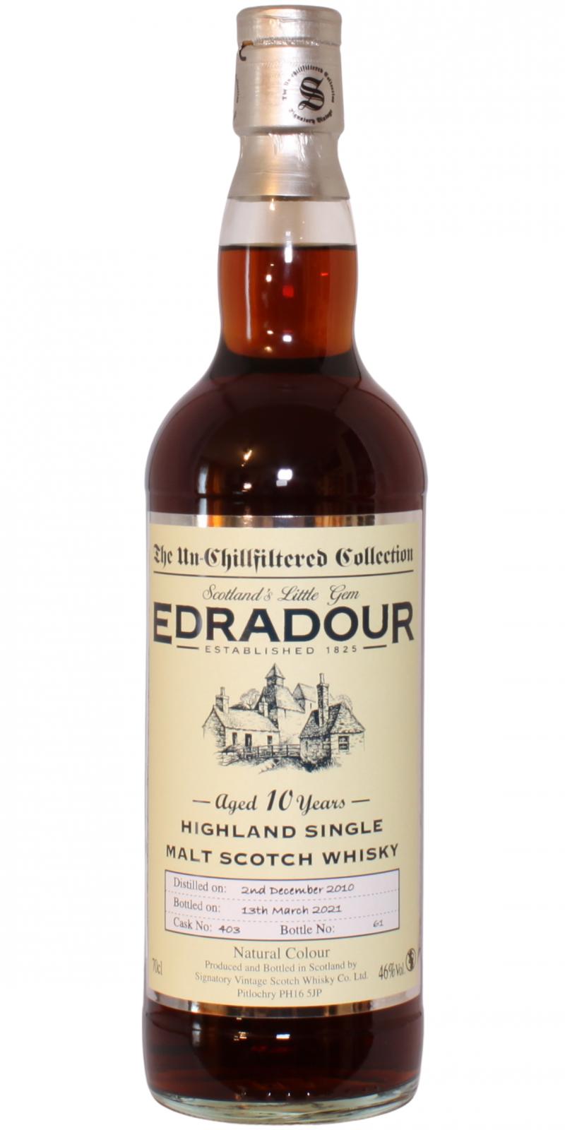 Edradour 2010 SV The Un-Chillfiltered Collection Sherry Cask #403 46% 700ml