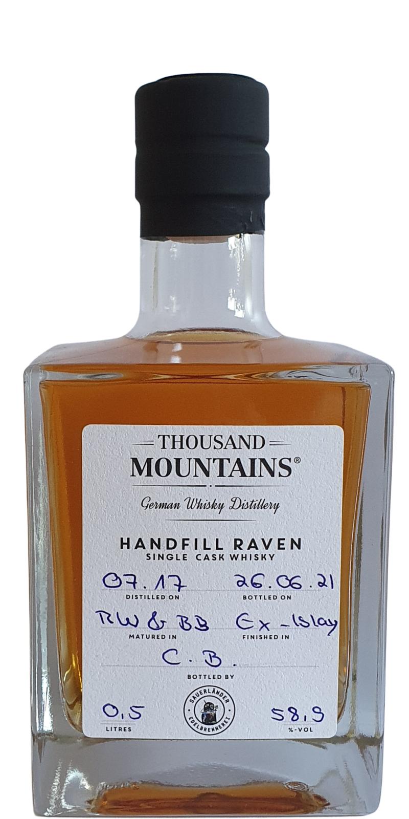 Thousand Mountains 2017 Handfill Raven Single Cask Whisky 58.9% 500ml