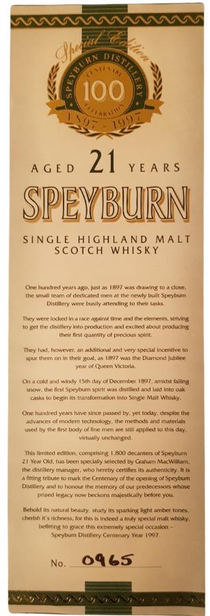 Speyburn 21-year-old - Ratings and reviews - Whiskybase