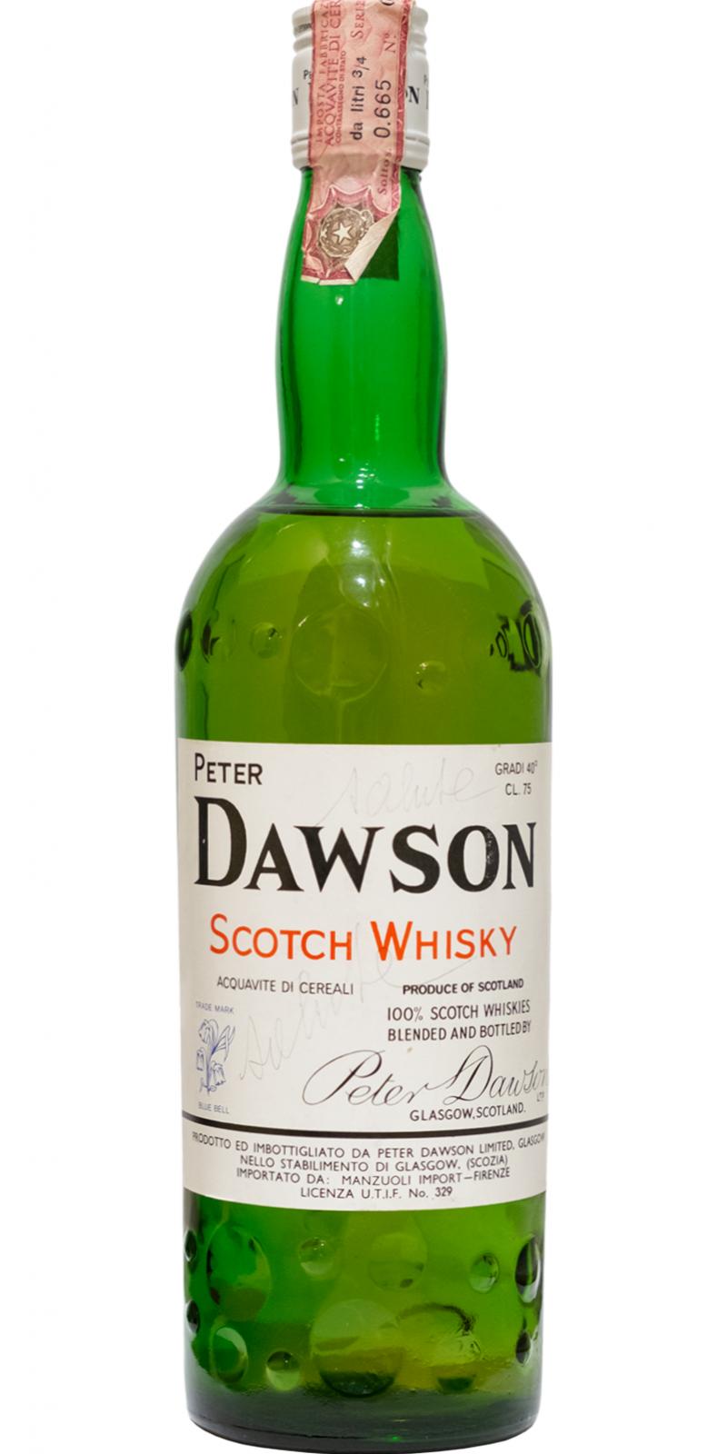 Peter Dawson Scotch Whisky Manzuoli Import Firenze 40% 750ml