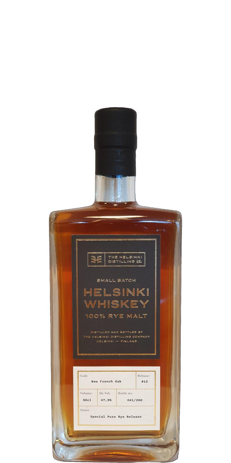 Helsinki Whisky 100% Rye Malt Release #12 Small Batch New French Oak 47.5% 500ml
