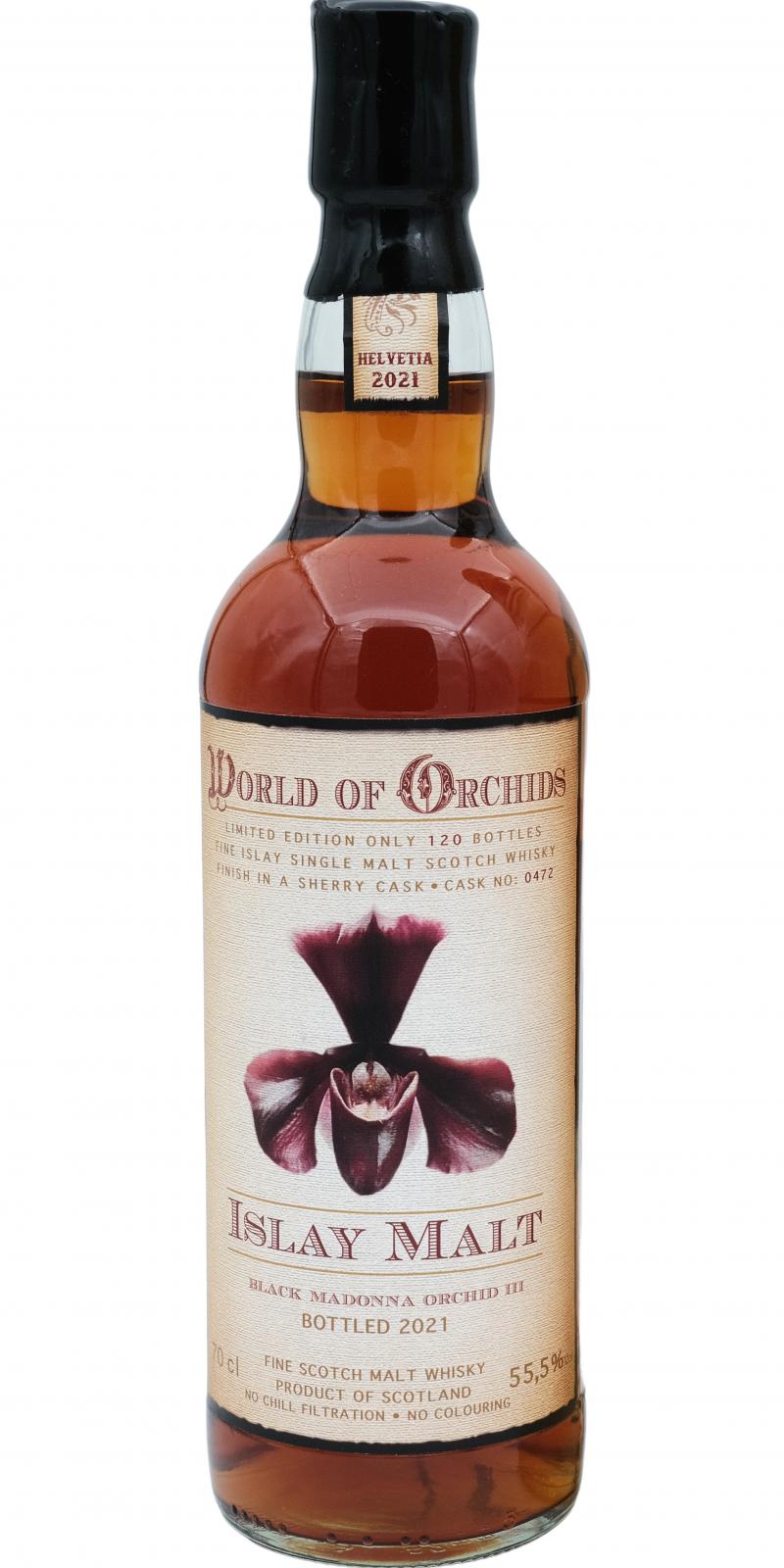 Islay Malt Black Madonna Orchid III JW World of Orchids Sherry Cask #0472 55.5% 700ml