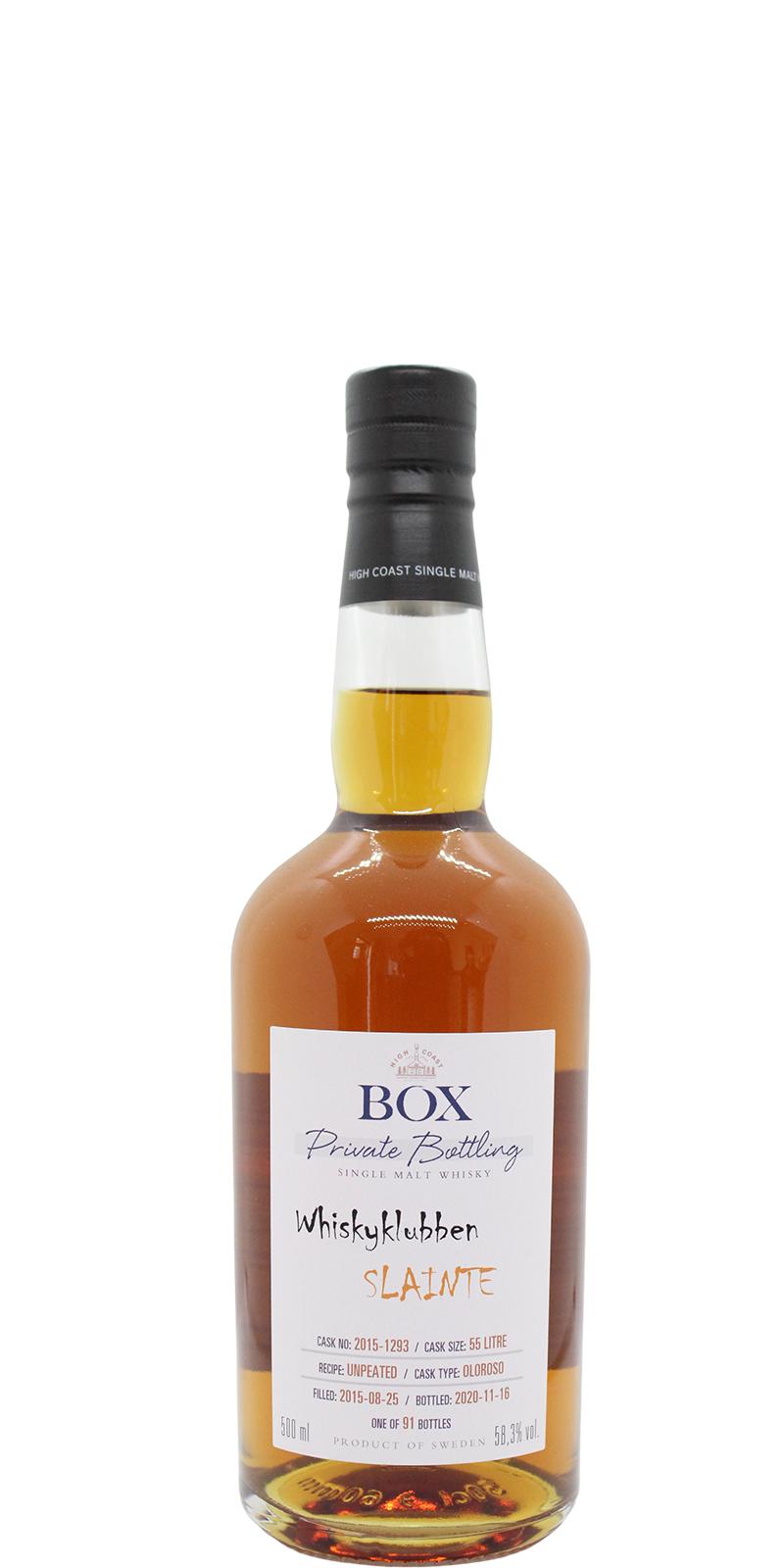 Box 2015 WSla Oloroso 2015-1293 Whiskyklubben Slainte 58.3% 500ml