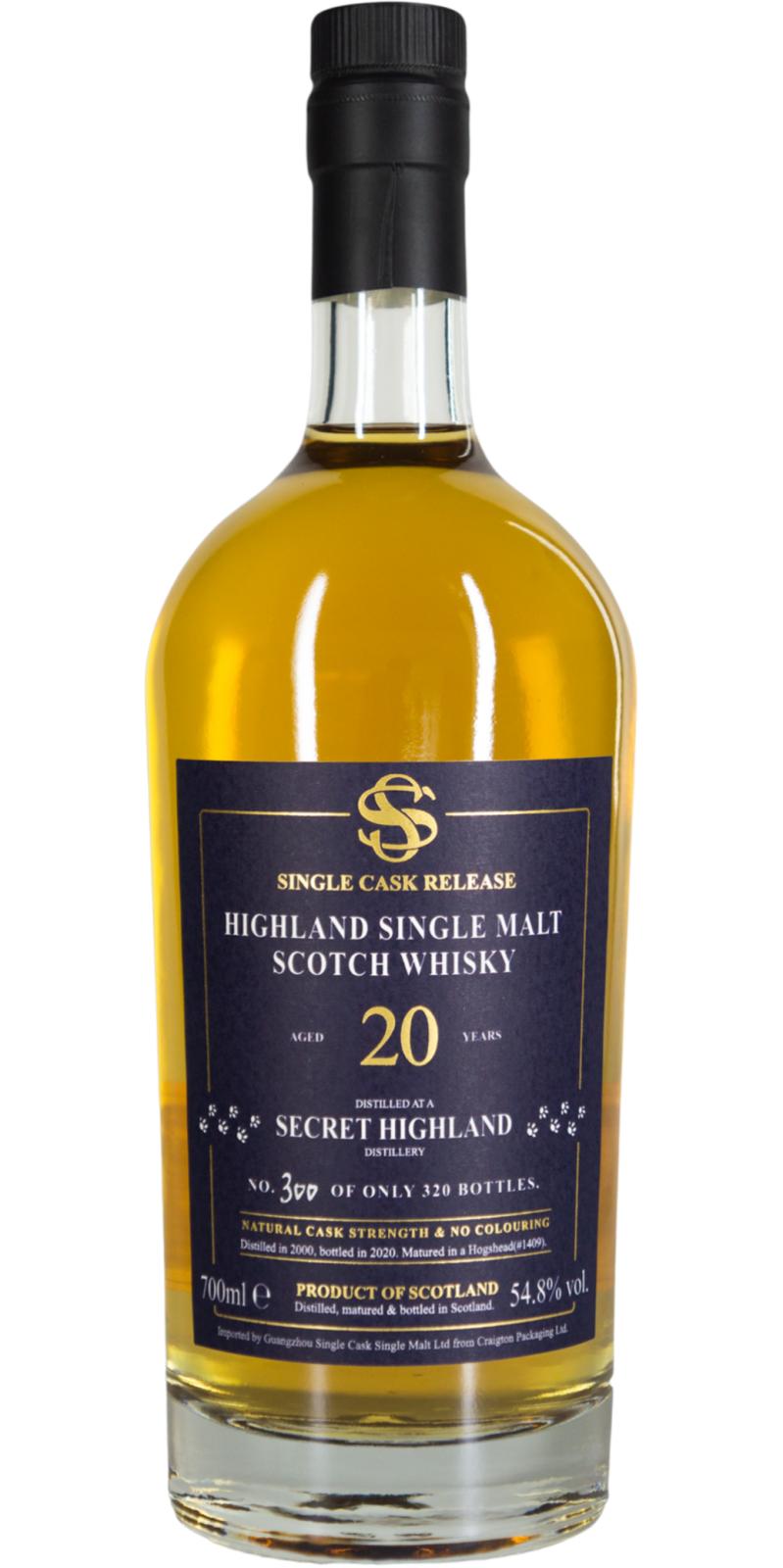 Secret Highland Distillery 2000 SCSM #1409 Guangzhou Single Cask Single Malt LTD 54.8% 700ml