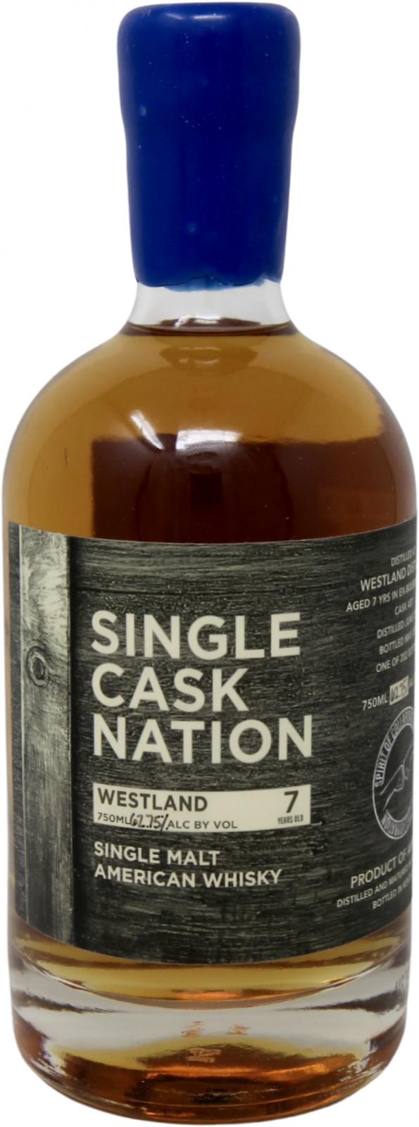 Westland 2013 JWC 1st Fill Ex-Bourbon Barrel #437 Single Cask Nation 62.75% 750ml
