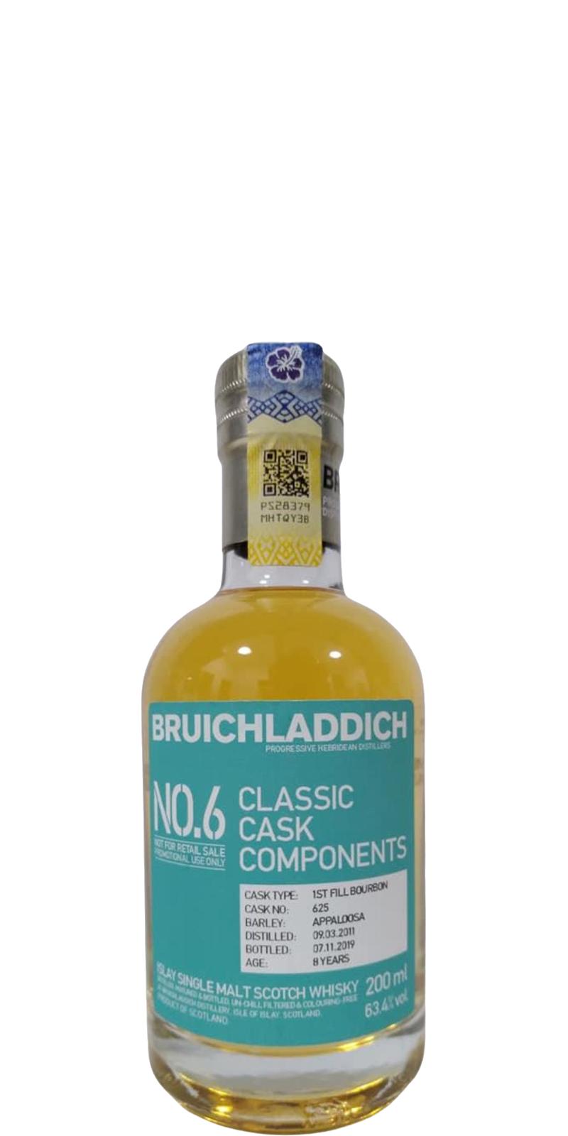 Bruichladdich 2011 Classic Cask Components No. 6 1st Fill Bourbon 625 63.4% 200ml