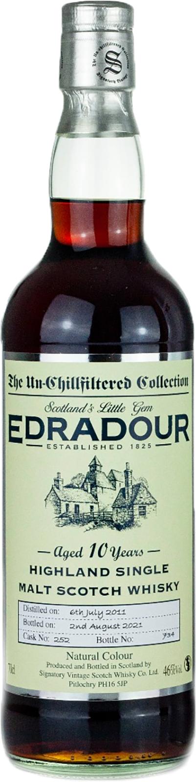 Edradour 2011 SV The Un-Chillfiltered Collection Sherry Butt #252 46% 700ml