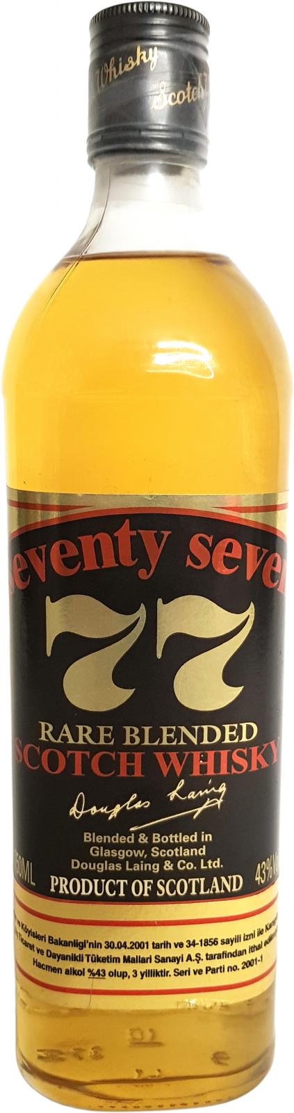 Seventy Seven Rare Blended Scotch Whisky DL Import Turkey 2001 on label 43% 750ml
