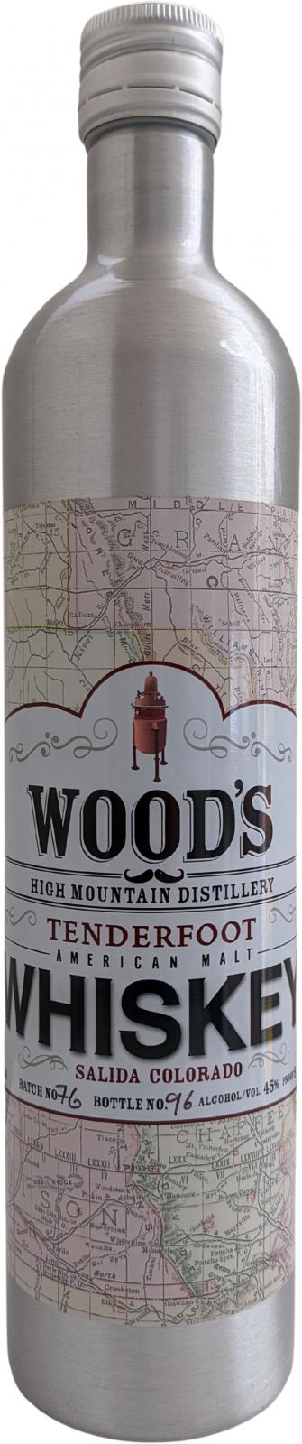 Wood's Tenderfoot Whisky New American White Oak barrels 45% 750ml