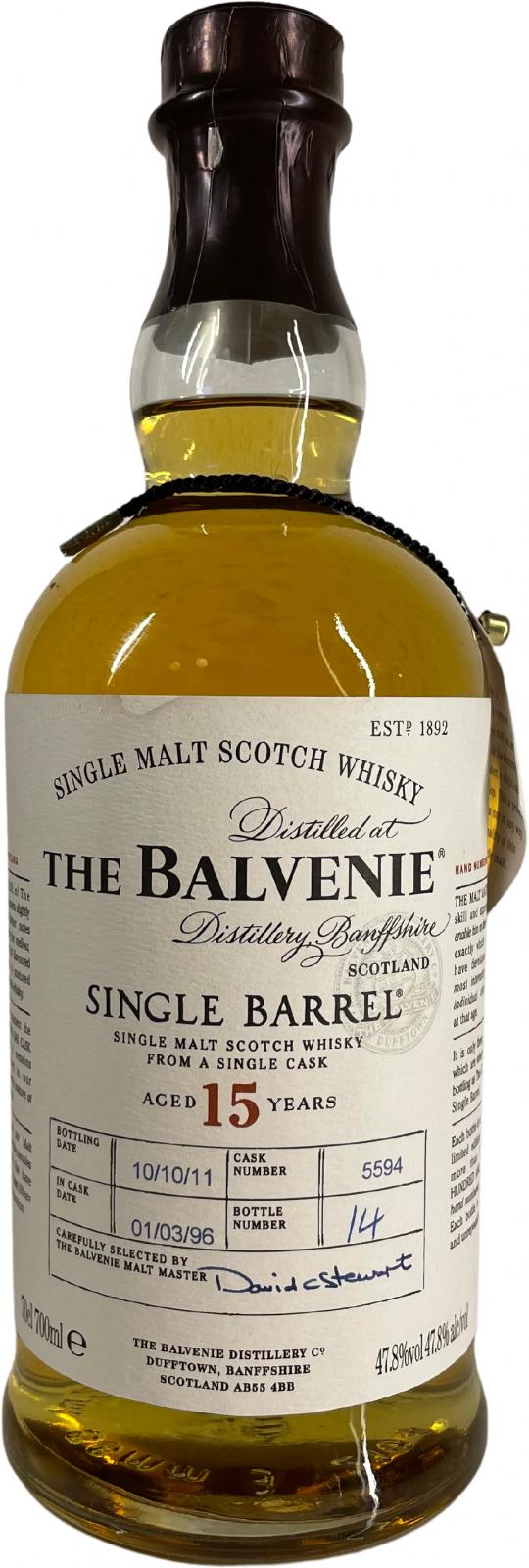 Balvenie 15yo Single Barrel Traditional Oak Cask 5594 47.8% 700ml