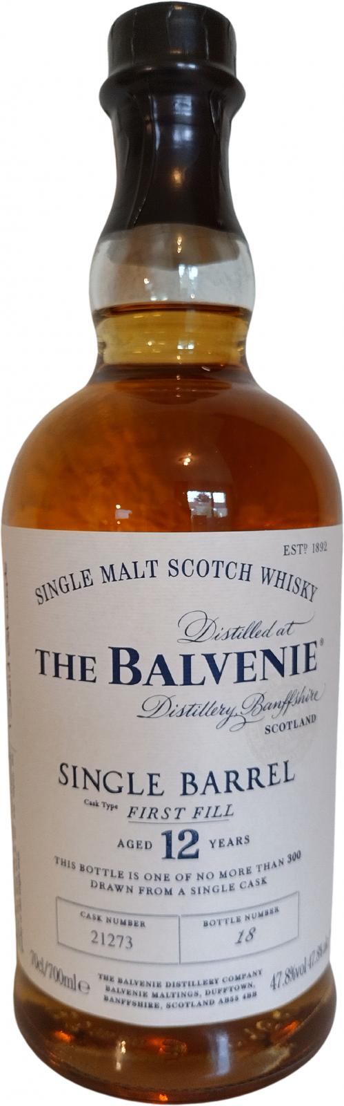 Balvenie 12yo 1st Fill Ex-Bourbon Barrel #21273 47.8% 700ml