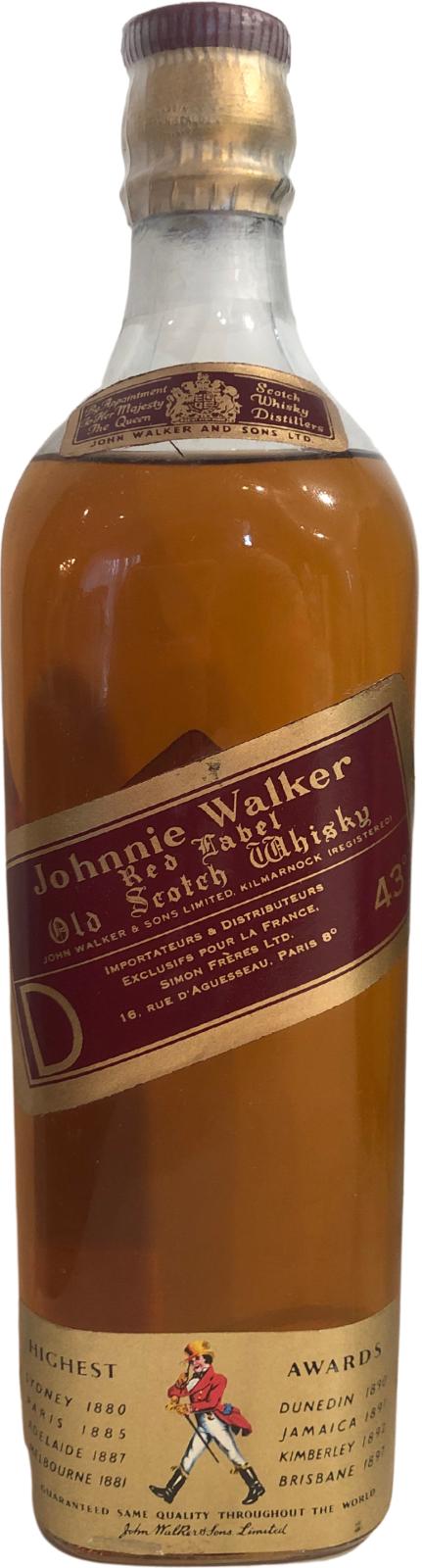 Johnnie Walker Red Label Simon Freres Ldt Paris 43% 700ml