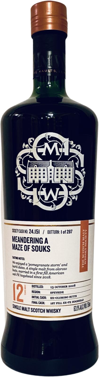 Macallan 2008 SMWS 24.151 1st Fill Ex-PX Hogshead Scotch Malt Whisky Society 63.1% 750ml