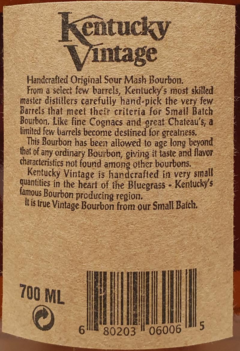 Kentucky Vintage Small Batch Bourbon - Ratings and reviews
