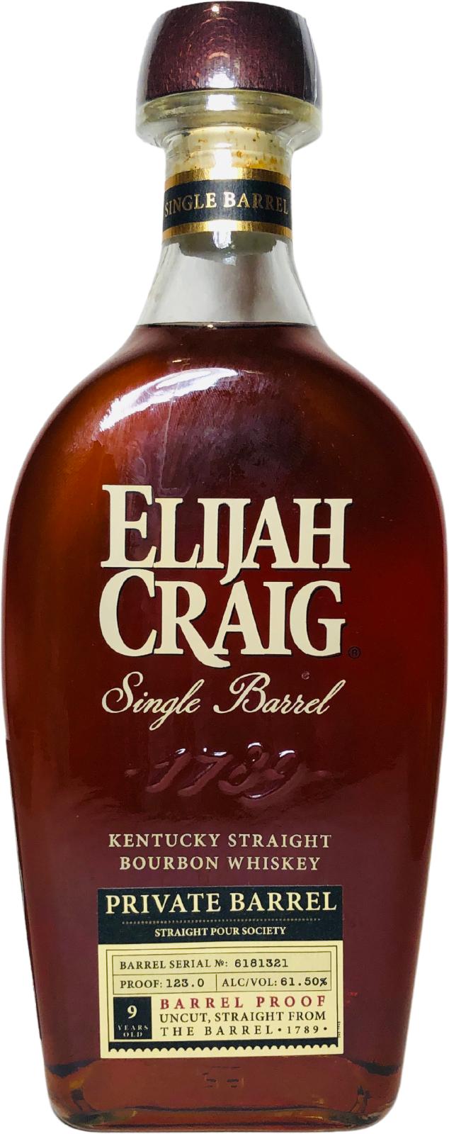 Elijah Craig 9yo New Charred American Oak #6181321 Straight Pour Society 61.5% 750ml