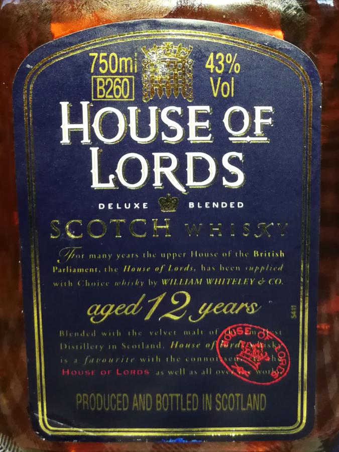 House of Lords 12yo De Luxe Blended Scotch Whisky 43% 750ml