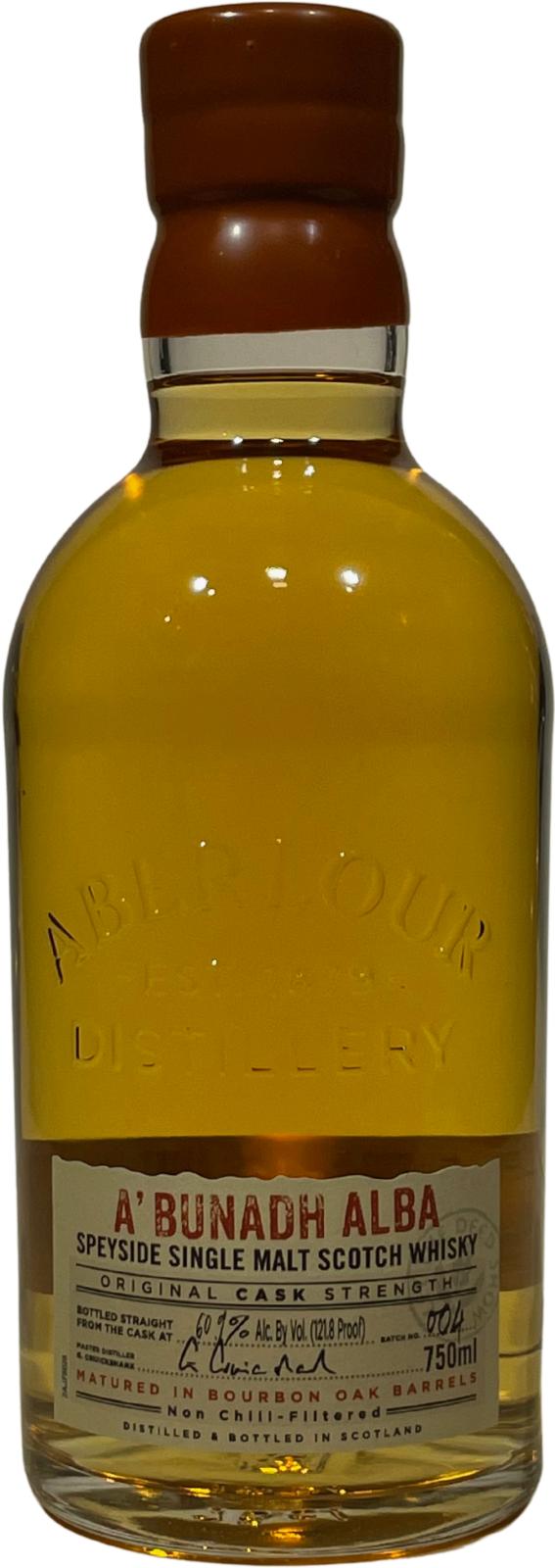 Aberlour A'bunadh Alba Bourbon Oak Barrels Batch No 004 60.9% 750ml
