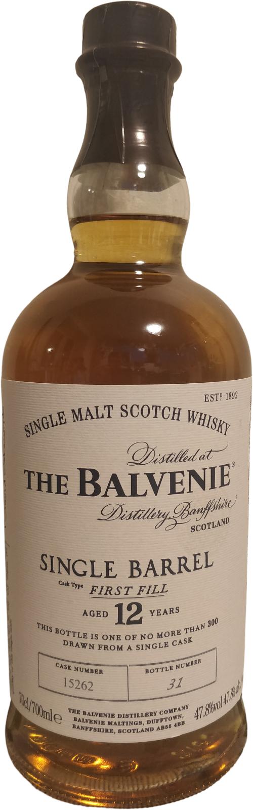 Balvenie 12yo 1st Fill Ex-Bourbon Barrel #15262 47.8% 700ml