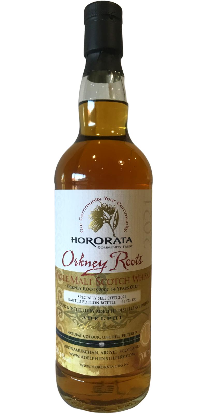 Orkney Roots 2007 AD Hororata Community Trust 58.1% 700ml