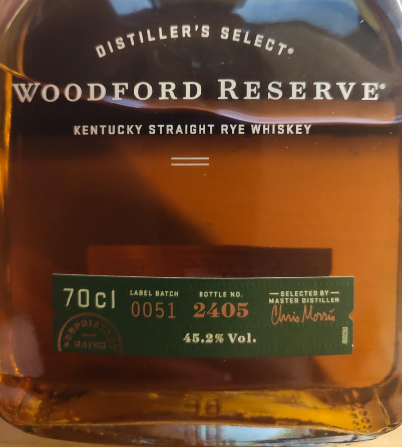 Woodford Reserve Kentucky Straight Rye Whisky Distiller's Select 45.2% 700ml