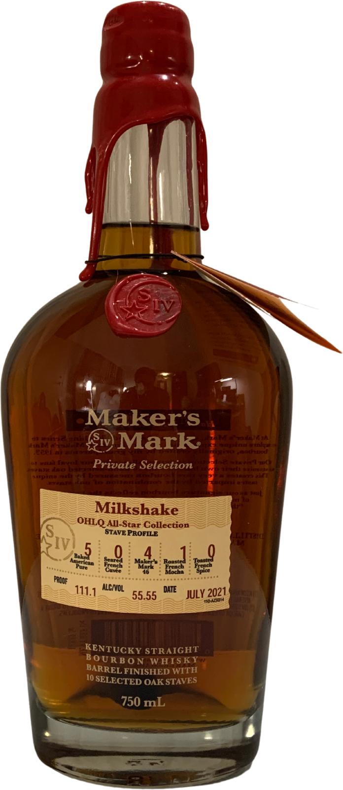 Maker's Mark Private Selection Milkshake OHLQ All-Star Collection 5BAP 0 SFC 4 MM46 1 RFM 0 TFS 55.55% 750ml