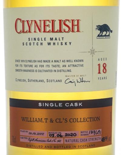 Clynelish 2002 Refill American Oak WILLIAM.T & CL'S Collection 48.9% 700ml