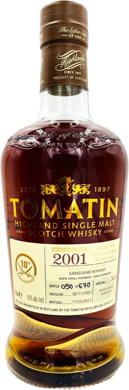 Tomatin 2001 PX Sherry Butt Sansibar Whisky 10th Anniversary 56% 700ml