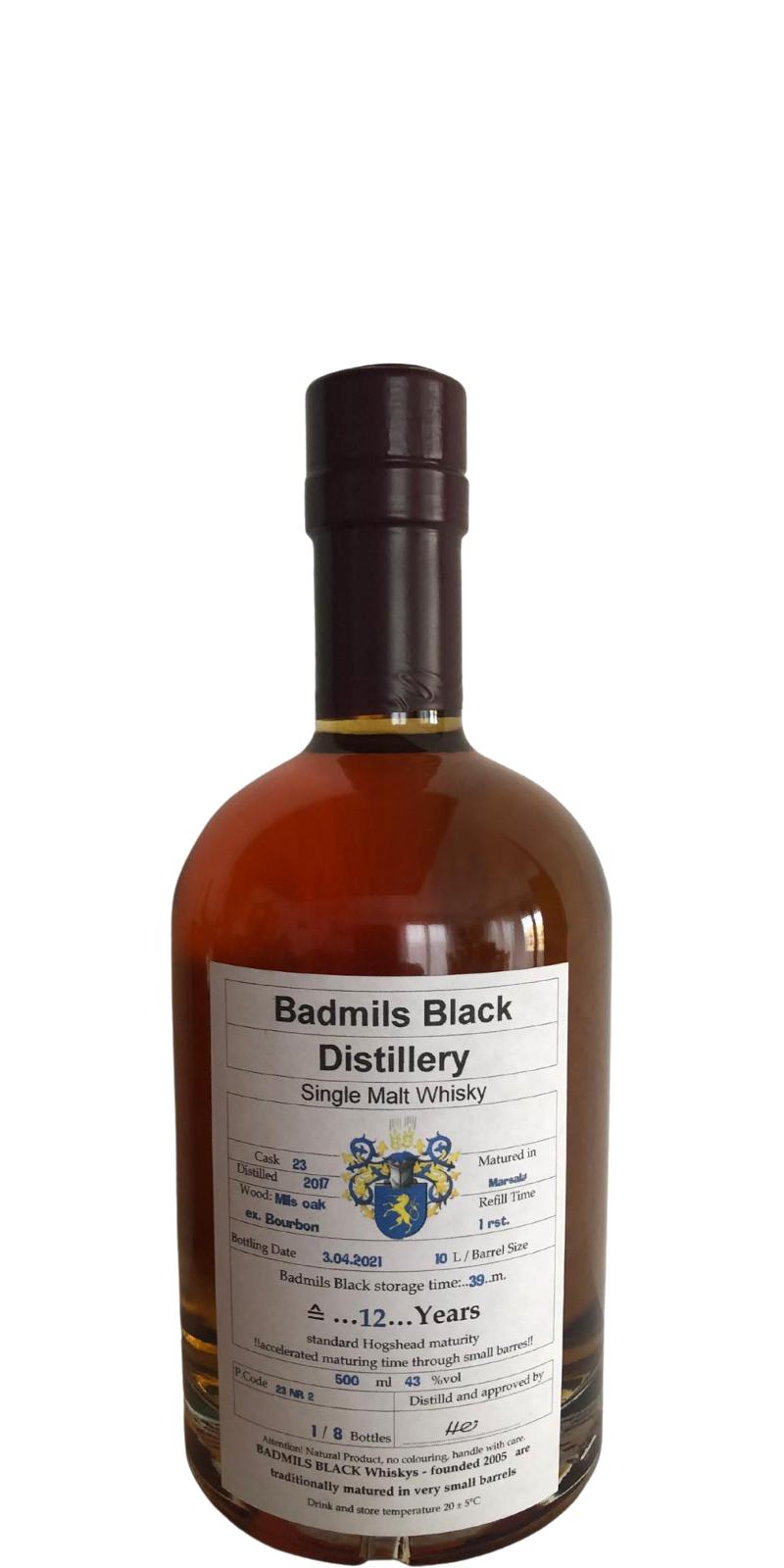 Badmils Black 2017 Matured in Marsala Mils oak ex. Bourbon 43% 500ml