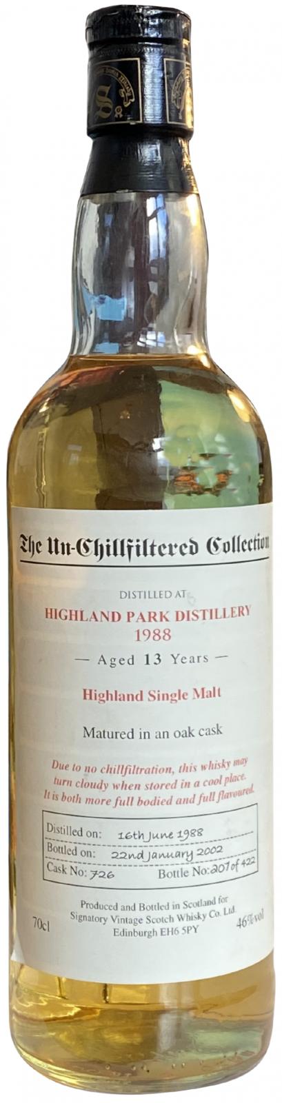 Highland Park 1988 SV The Un-Chillfiltered Collection Oak Cask #726 43% 700ml