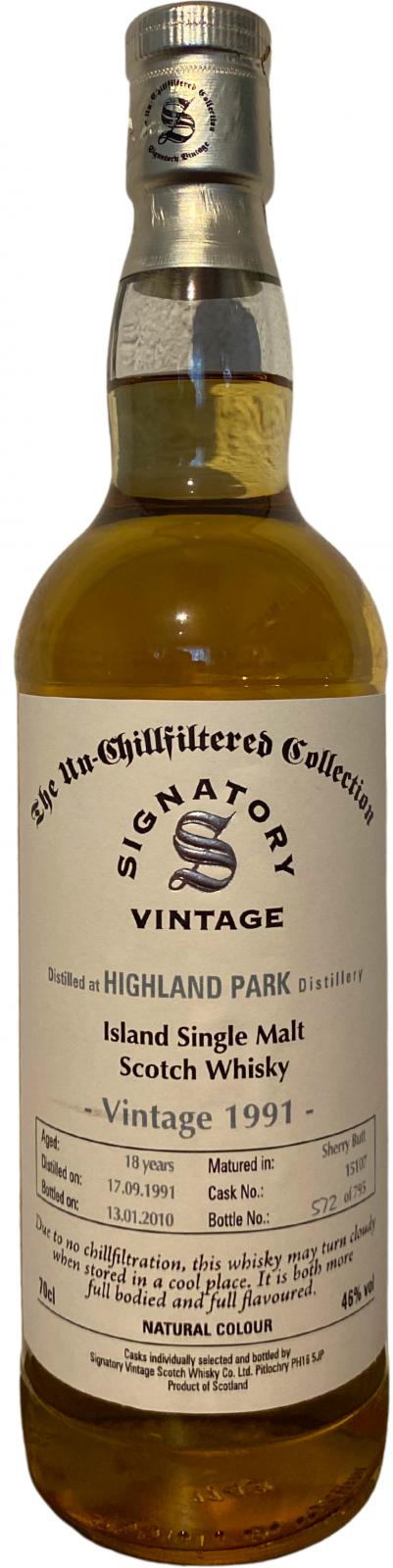 Highland Park 1991 SV The Un-Chillfiltered Collection Sherry Butt #15107 46% 700ml