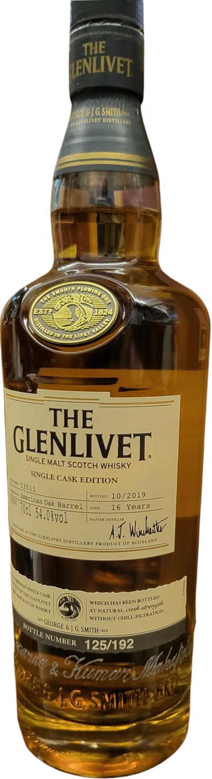 Glenlivet 16yo Single Cask Edition American Oak Barrel 54% 700ml