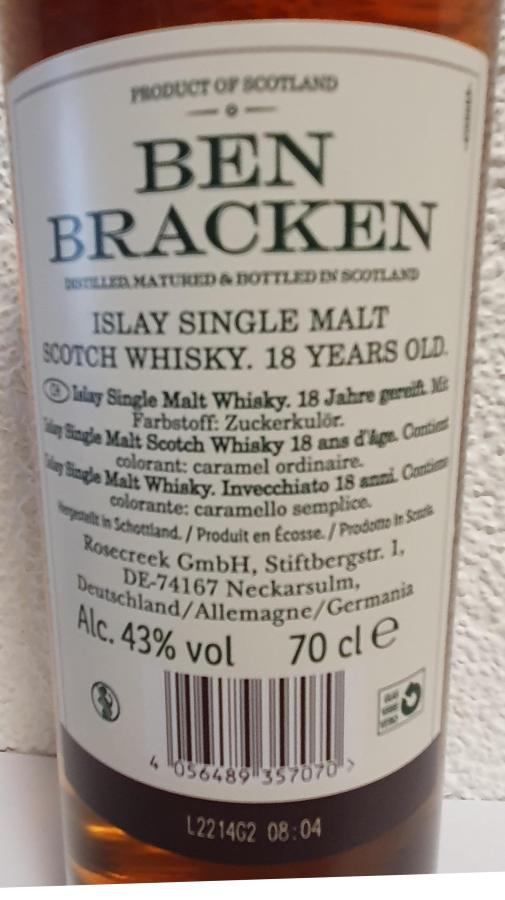18-year-old and - Whiskybase - reviews Bracken Ben Ratings Cd
