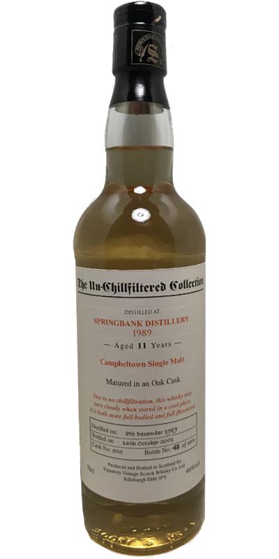 Springbank 1989 SV The Un-Chillfiltered Collection Oak Cask #500 46% 700ml