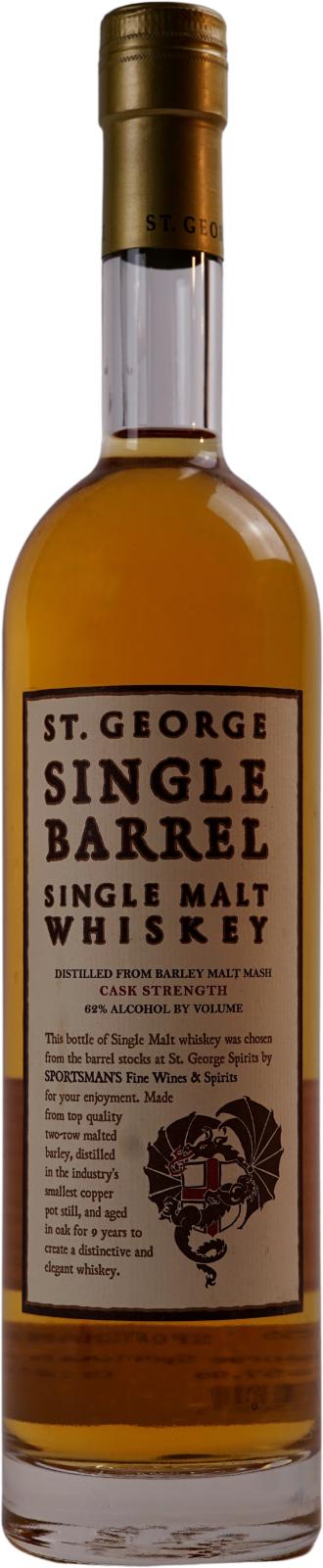 St. George Single Barrel Single Malt Whisky Sportsman's Fine Wine & Spirits 62% 750ml