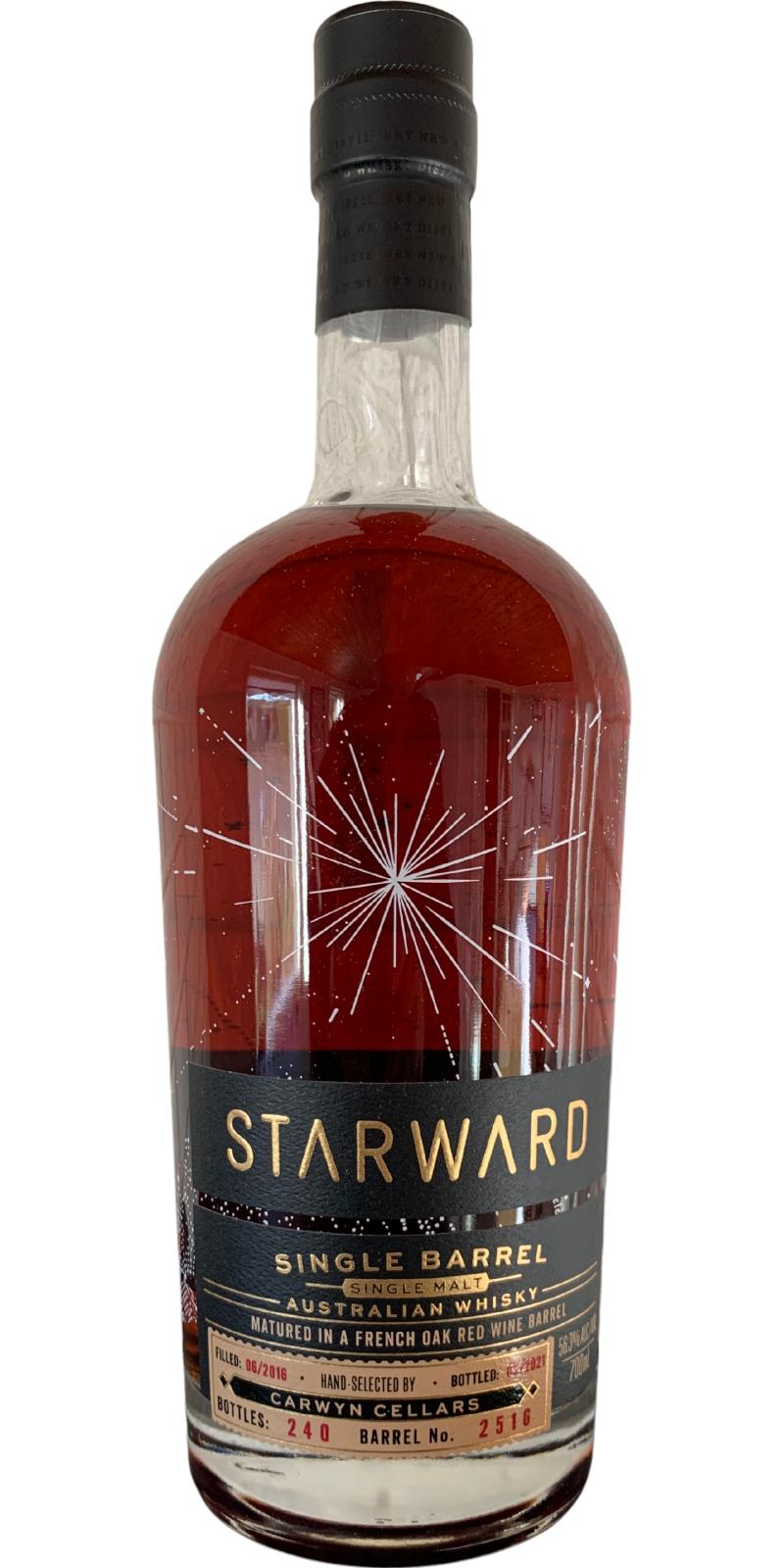 Starward 2016 French Oak Red Wine Barrel Carwyn Cellars 56.3% 700ml