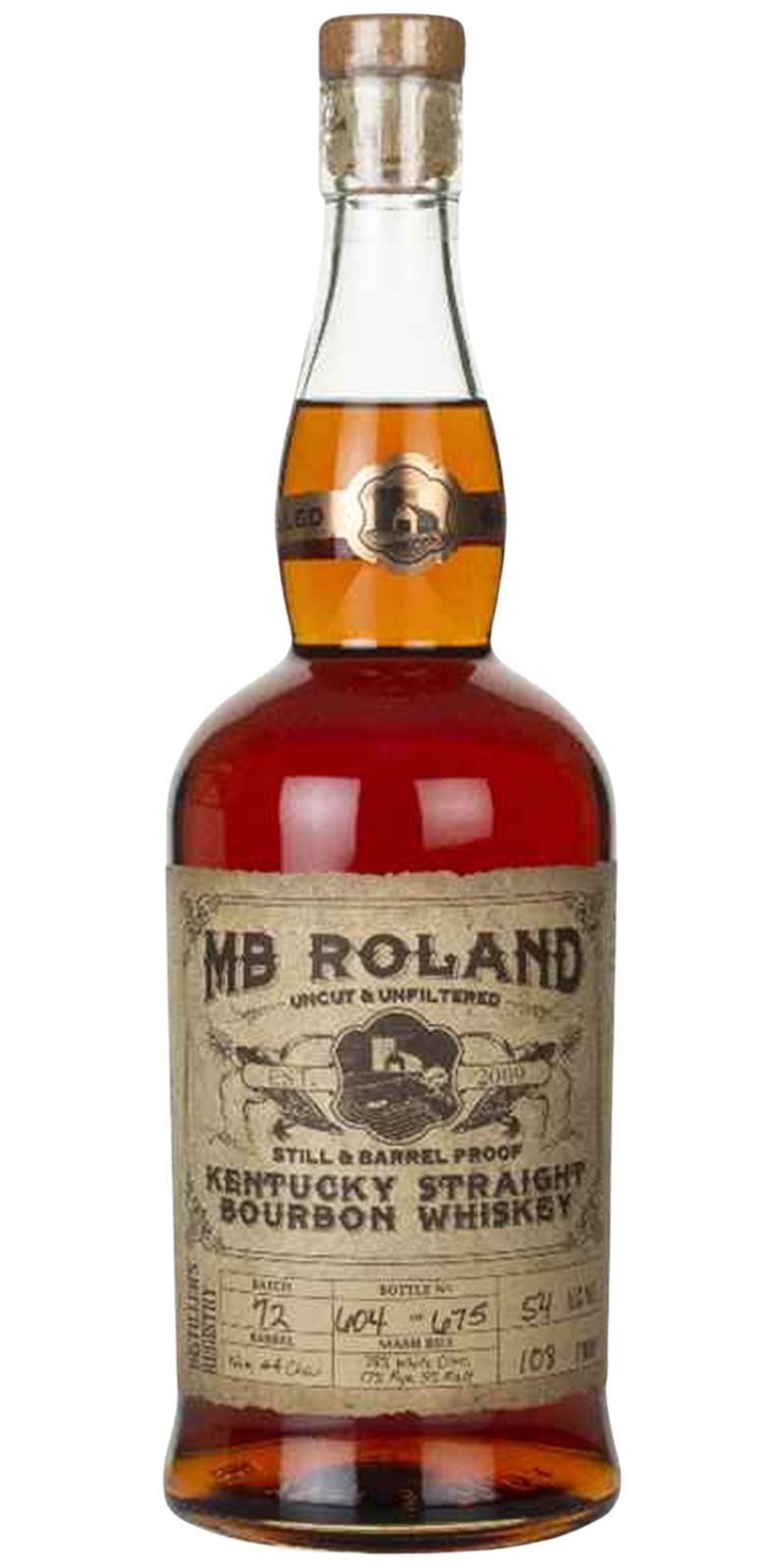 Mb Roland Kentucky Straight Bourbon Whisky #4 char wood fired new oak 54% 750ml