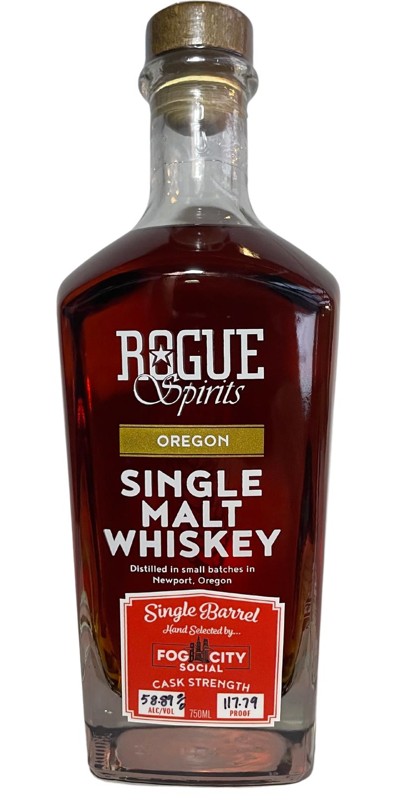 Rogue Oregon Single Malt Whisky Cabernet Franc Sfwbss Fog City Social 58.89% 750ml
